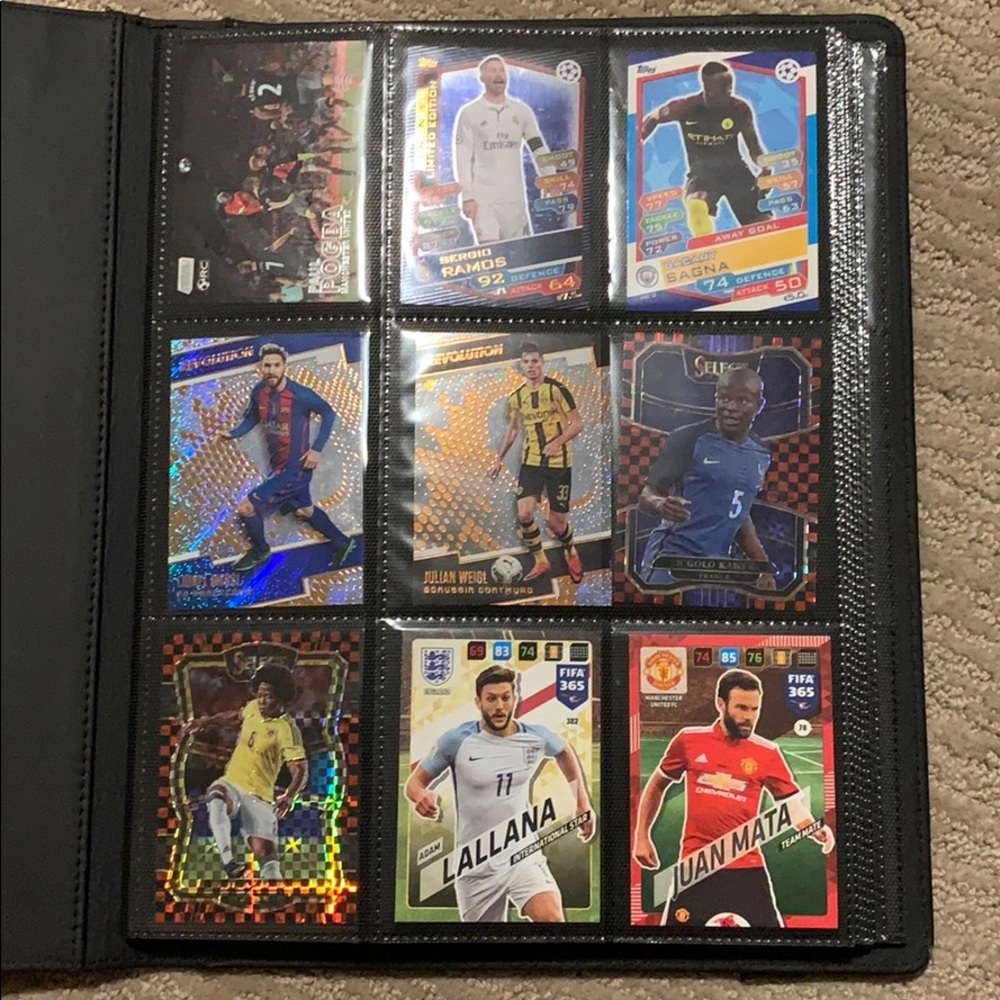 Soccer cards 9 pages of 9 cards and 1 of 8